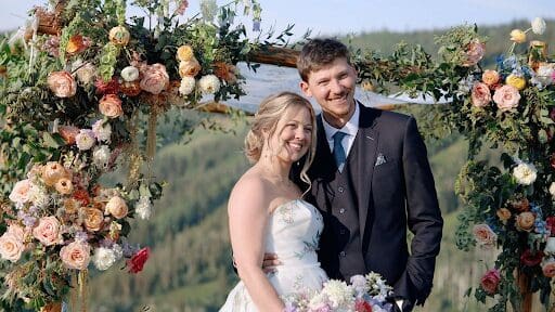 Golden hour mountain wedding portraits