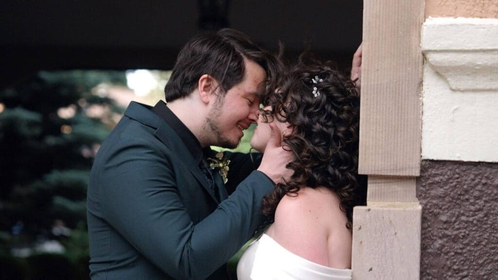 Holly Frendberg and Beren Garrity sharing a sweet moment outside